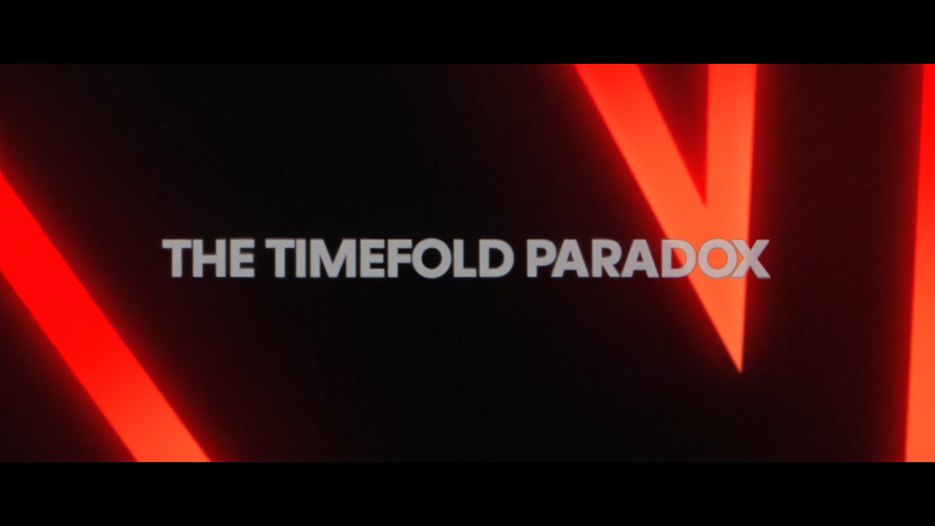 Title card: The Timefold Paradox — glowing red geometry